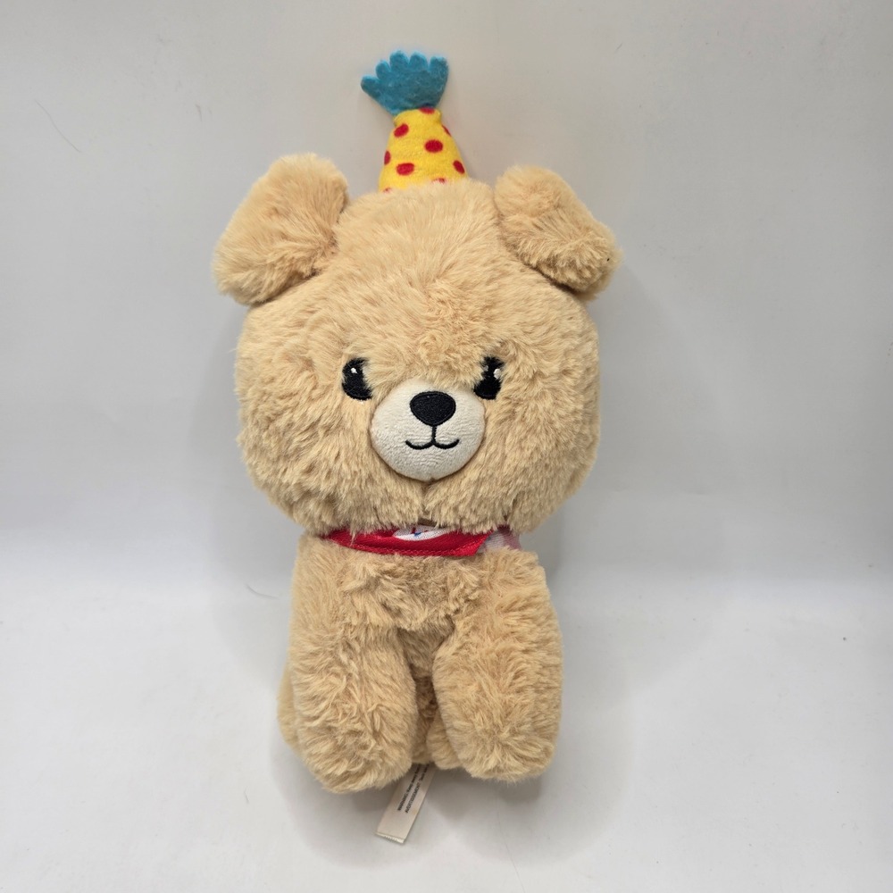 American Greetings Plush Dog Party Hat Bandana Tan Puppy Stuffed Animal Birthday